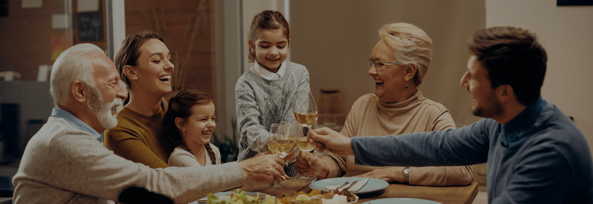 Family enjoying dinner together