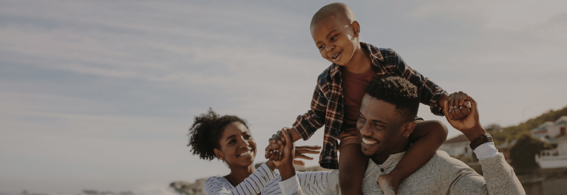 Couple playing with child