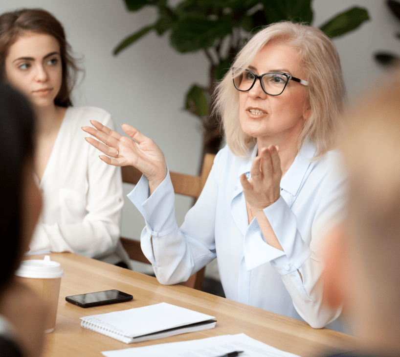 Woman speaking at a meeting